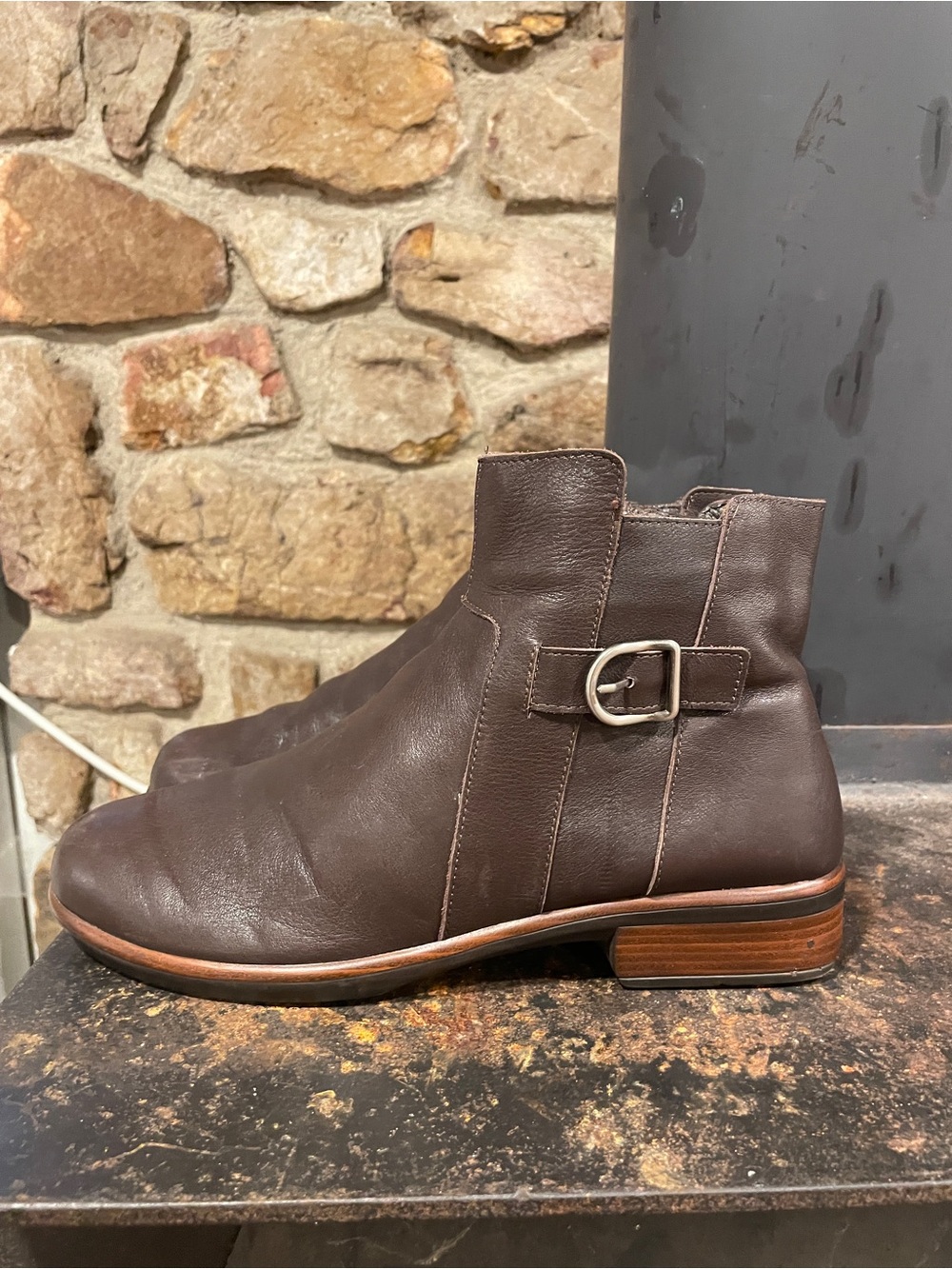 Classic Brown Leather Ankle Boots with Buckle